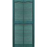 Mid America Louvered Double Wide Custom Vinyl Exterior Shutters Style L7 with Cathedral Top