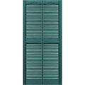 Mid America Louvered Double Wide Custom Vinyl Exterior Shutters Style L7 with Cathedral Top