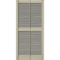 Mid America Louvered Double Wide Custom Vinyl Exterior Shutters Style L7 with Straight Top