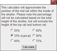 Exterior Shutter Calculator for Divider Rail Position