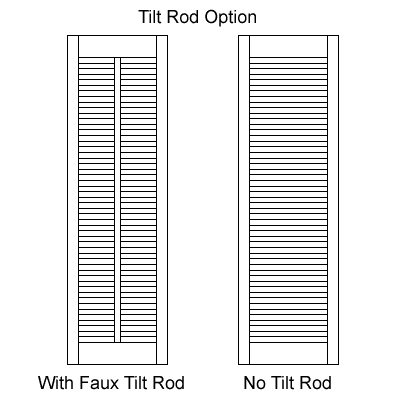 Shutter Shown With and Without Faux Tilt Rod