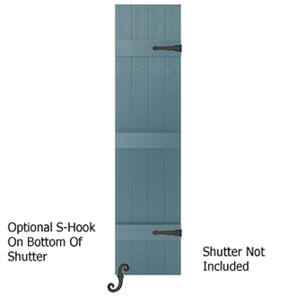 Board and Batten Shutter with Faux Tiebacks and Hinges