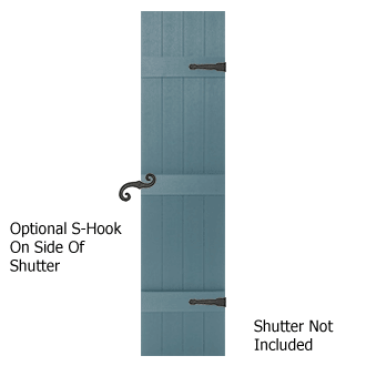 Decorative Faux Hinges and Holdbacks for Exterior Shutters on a Board and Batten Shutter