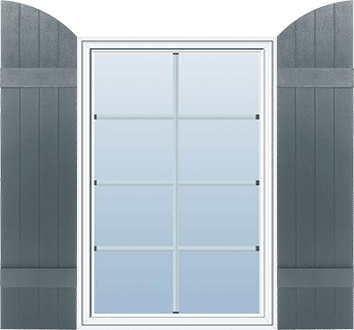 Rectangular Window with J4A Board & Batten Joined Arch Shutters 
