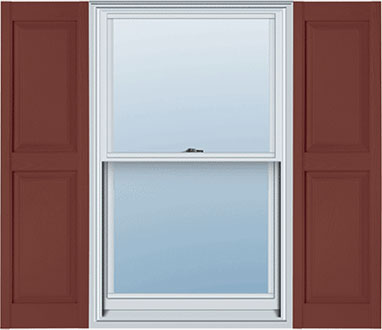 Window with Raised Panel Vinyl Shutters from Mid America Building Products