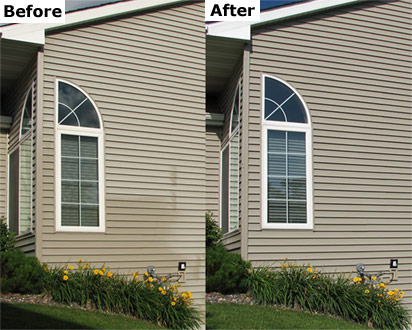 Given the choice between restoring and replacing vinyl siding, vinyl siding restoration has clear advantages. This house was restored in only a few hours and the cost savings was significant.