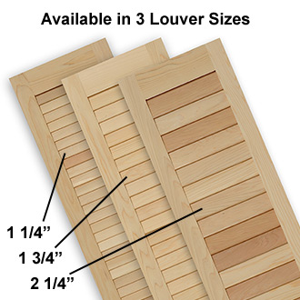 Louvered Shutters with 1 1/4 Inch, 1 3/4 Inch, and 2 1/4 Inch Louvers