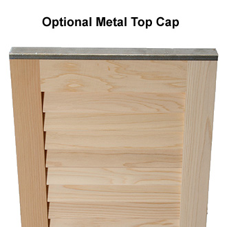 Wooden Exterior Shutters with Metal Top Caps