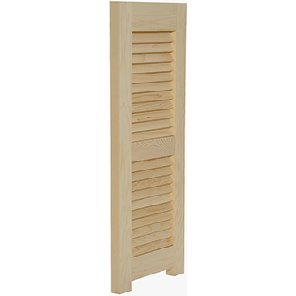Side View of Louvered Wood Shutters with Tails